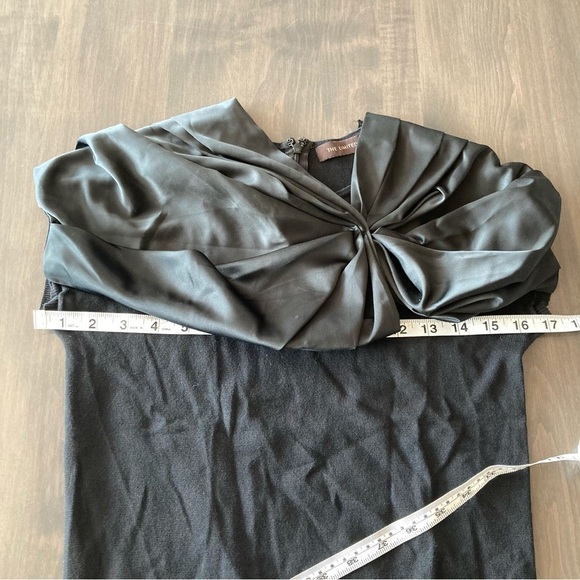 The Limited Black Knit Satin Statement Bow Neckline Top S - Picture 12 of 13